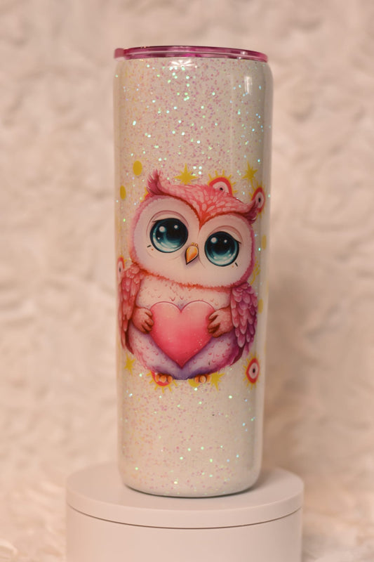 Owl Pink Resin Tumbler