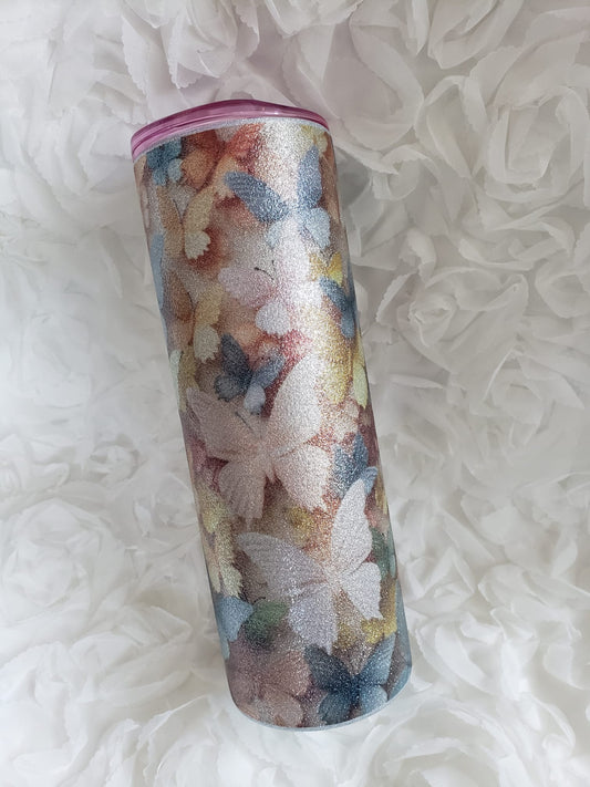 Butterfly Glitter Subli Tumbler